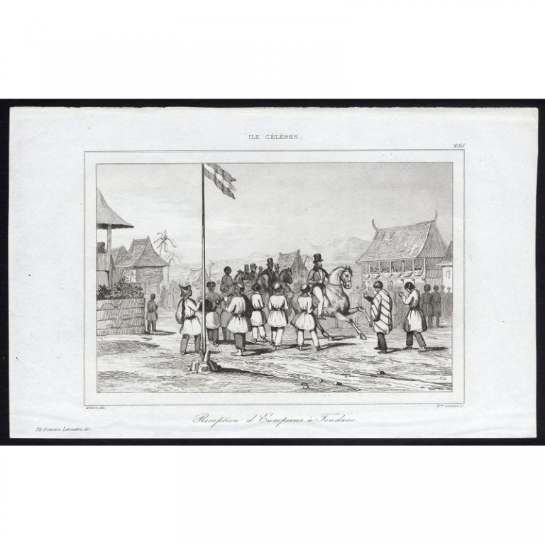 Antique Print of the arrival of the Europeans in Tondano by Rienzi (1836)