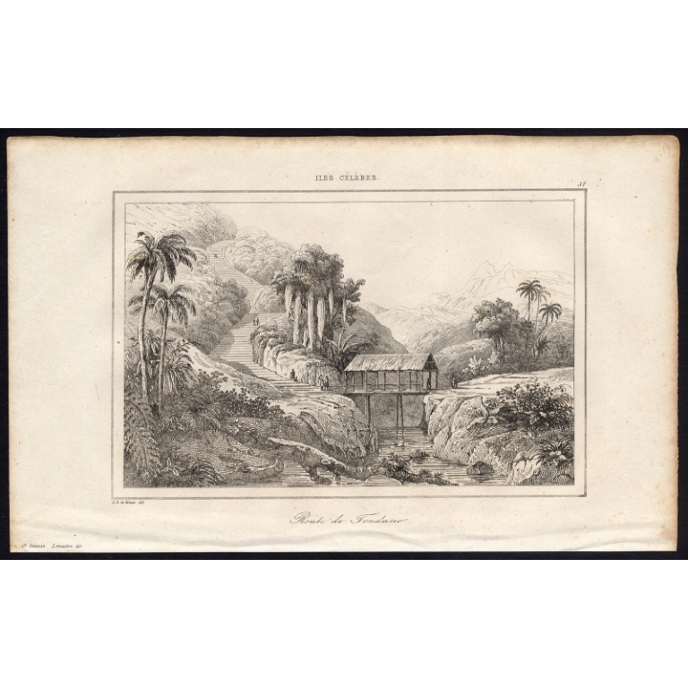 Antique Print of a Road near Tondano by Rienzi (1836)