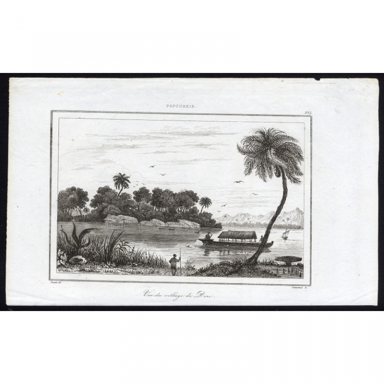 Antique Print of the Village of Dory by Rienzi (1836)