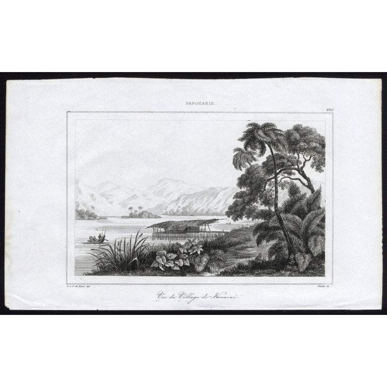 Antique Print of the village Kouaoui by Rienzi (1836)