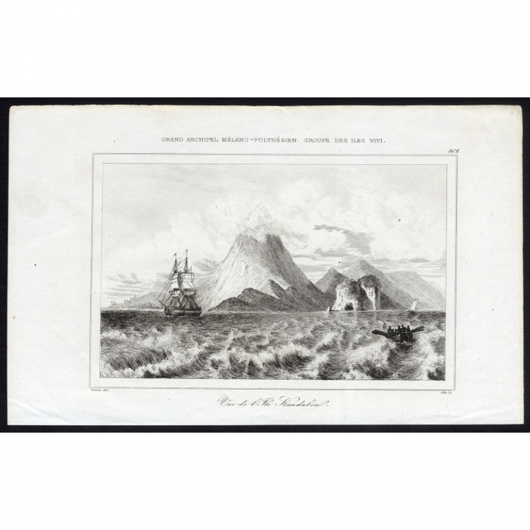 Antique Print of an Island by Rienzi (1836)