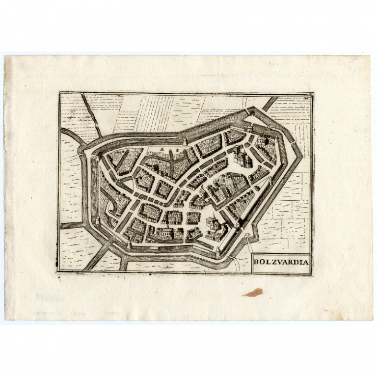 Antique Map of Bolsward by Coronelli (1706)