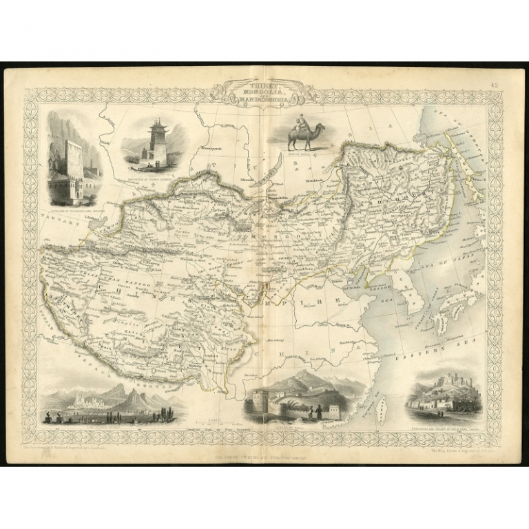 Antique Map of the Chinese Empire by Tallis (c.1851)