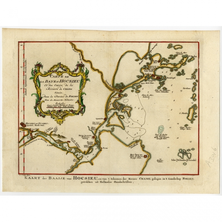 Antique Map of the Bay near Huchou Island by Van Schley (1758)