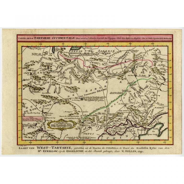 Antique Map of Eastern Tartary and the Gobi desert by Van Schley (1758)