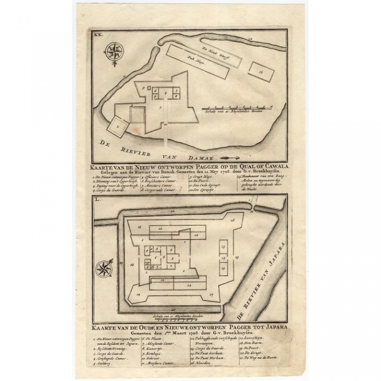 Antique Map of the Fortifications of Demak and Jepara by Valentijn (1726)