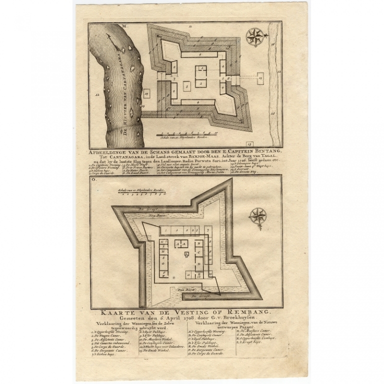 Antique Map of the Fortress of Captain E. Bintang by Valentijn (1726)