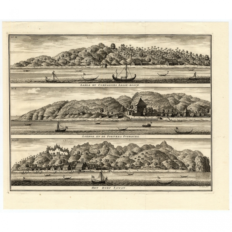 Antique Print of Laala and other Views by Valentijn (1726)