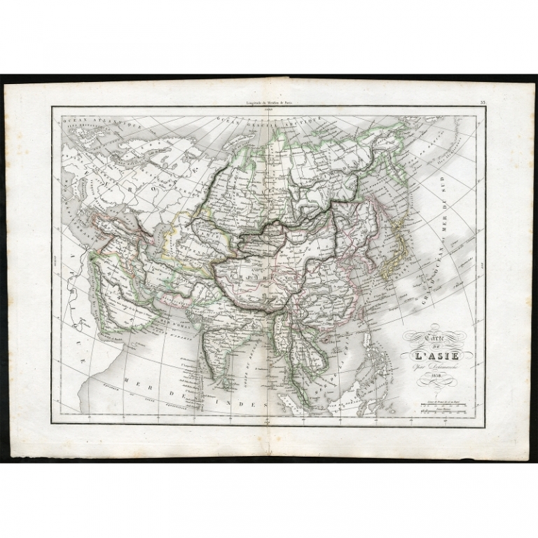 Antique Map of Asia by Delamarche (1840)