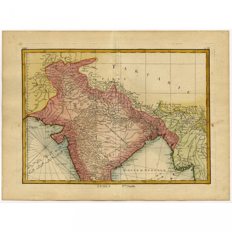 Antique Map of Northern India by Lattre (1783)