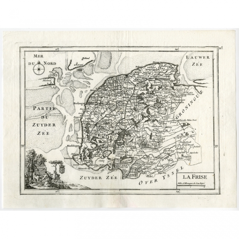 Antique Map of Friesland by Le Rouge (1756)