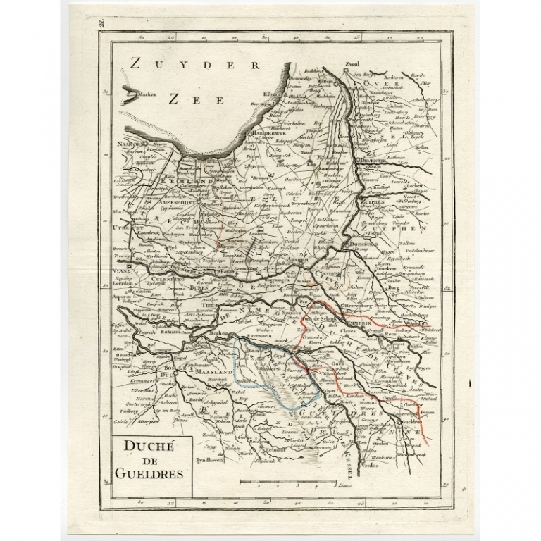 Antique Map of Gelderland by Le Rouge (1756)