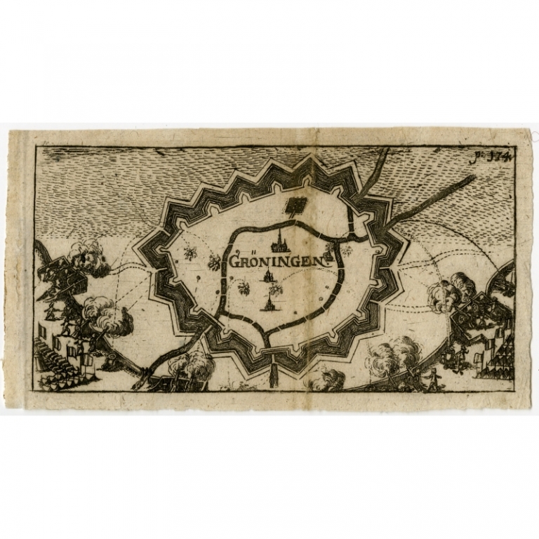 Antique Map of Groningen by Hoffmann (1673)