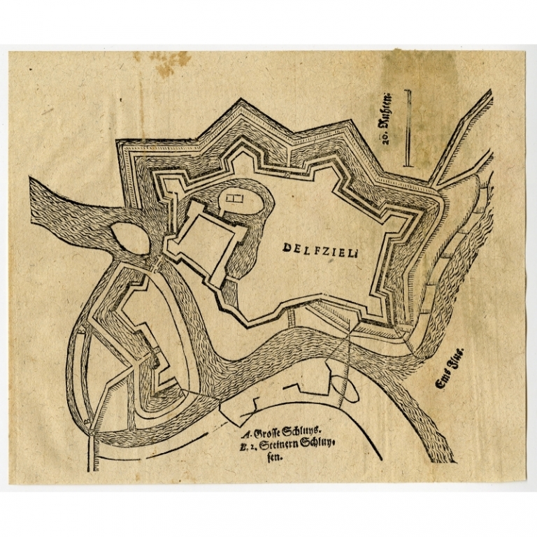 Antique Plan of Delfzijl (1676)