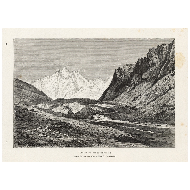 Antique Print of the Shchurovsky glacier by Reclus (1881)