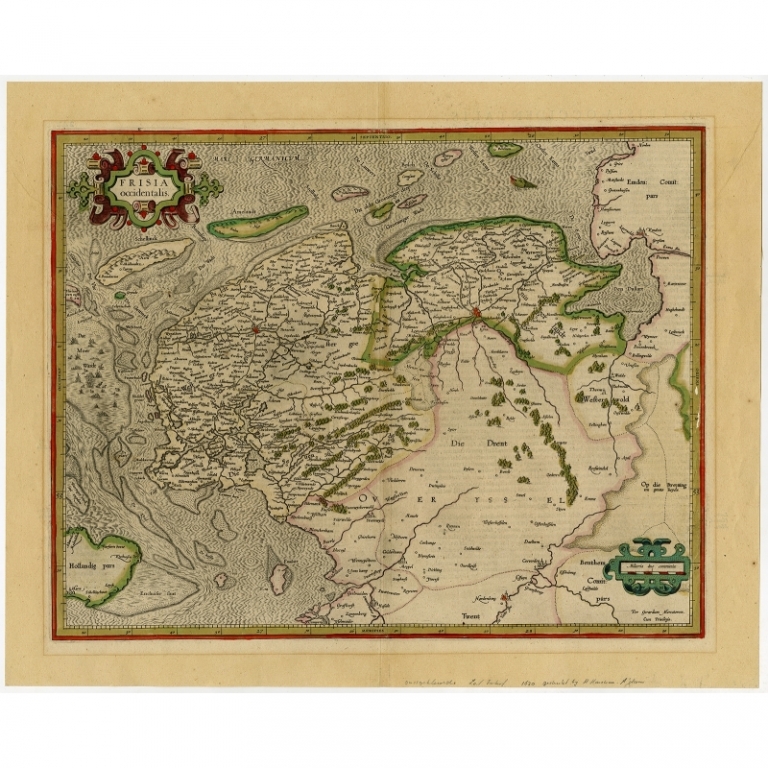 Antique Map of Friesland by Hondius (1604)
