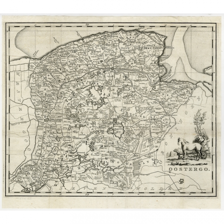 Antique Map of Oostergo (Friesland) by Tirion (1785)