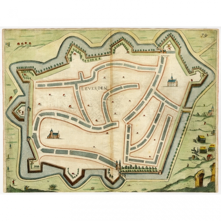 Antique Map of Leeuwarden by Priorato (1673)