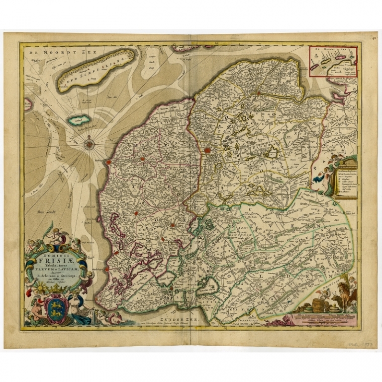 Antique Map of Friesland by Visscher (c.1670)