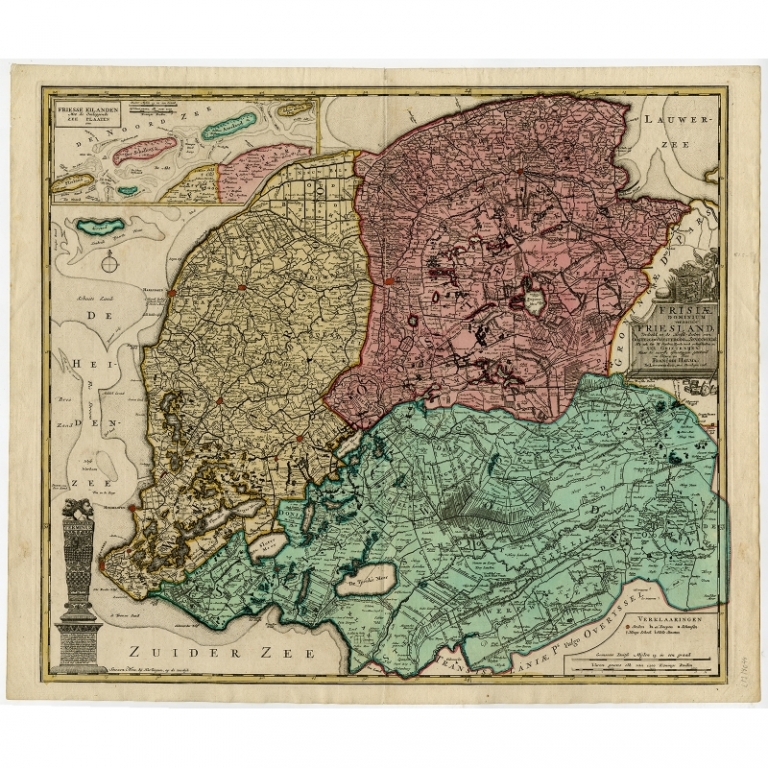 Antique Map of Friesland by Halma (c.1735)