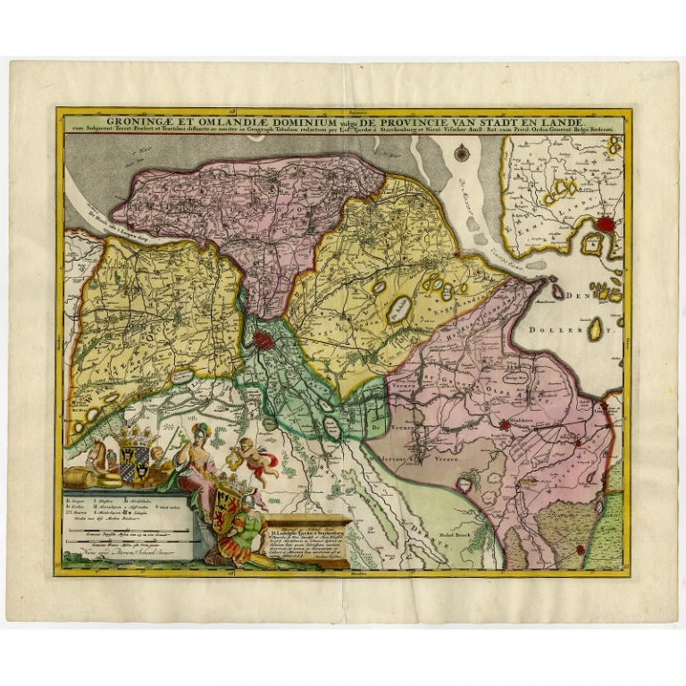 Antique Map of Groningen by Schenk (c.1730)