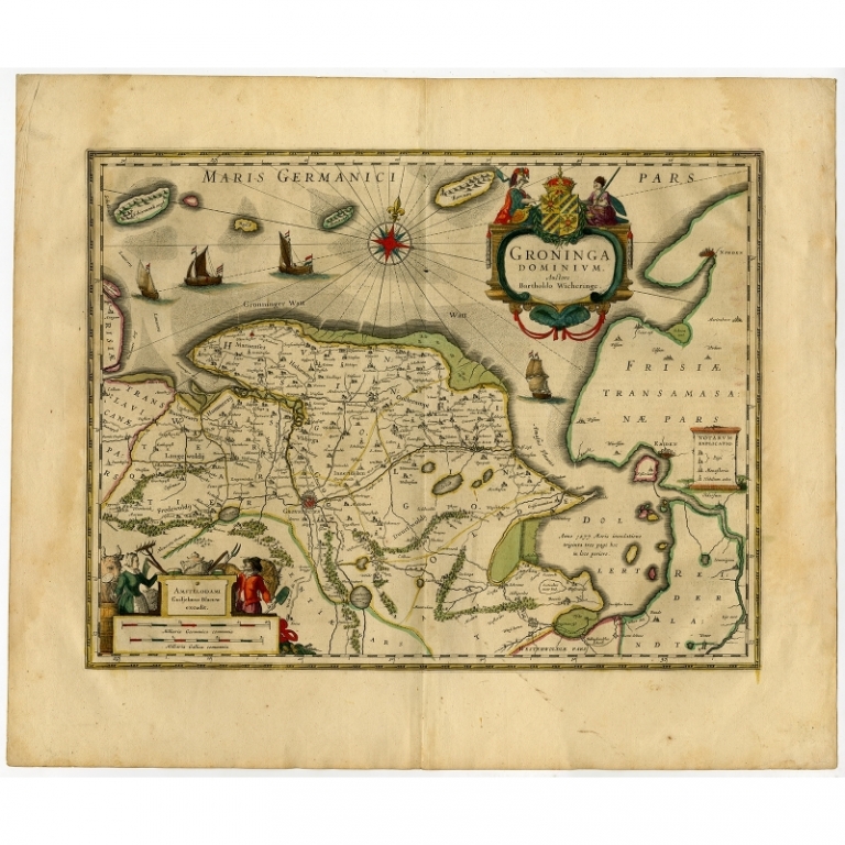 Antique Map of Groningen by Blaeu (c.1635)