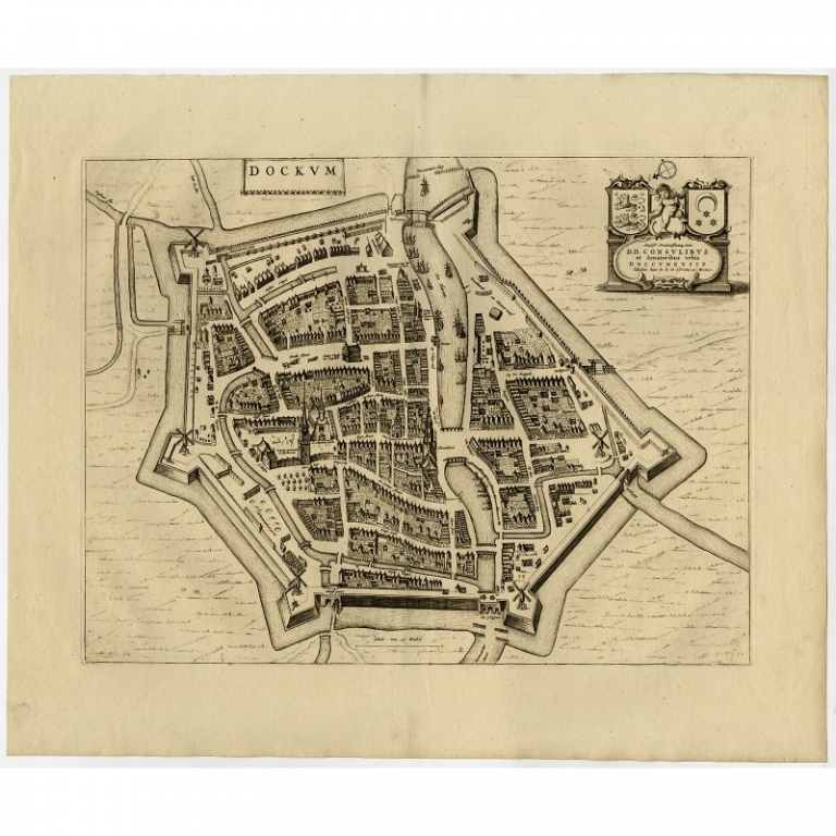 Antique Map of Dokkum by Covens & Mortier (c.1740)