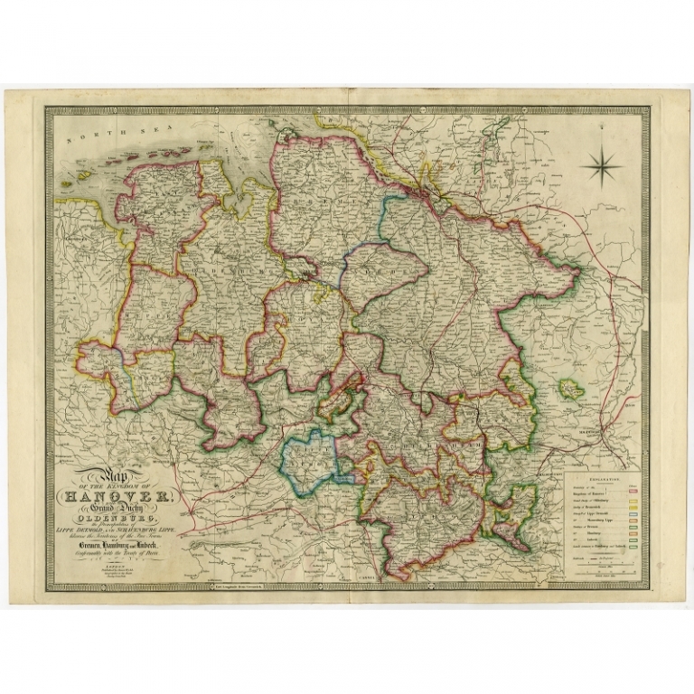 Antique Map of Northern Germany by Wyld (1854)