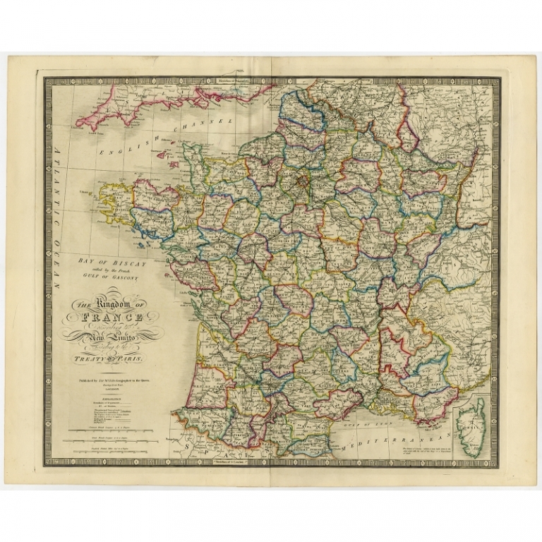 Antique Map of France by Wyld (1854)