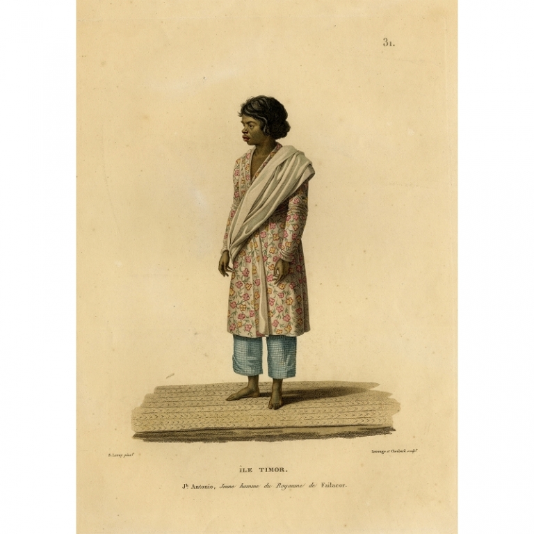 Antique Print of a Woman from Timor by Lerouge & Choubard (1825)