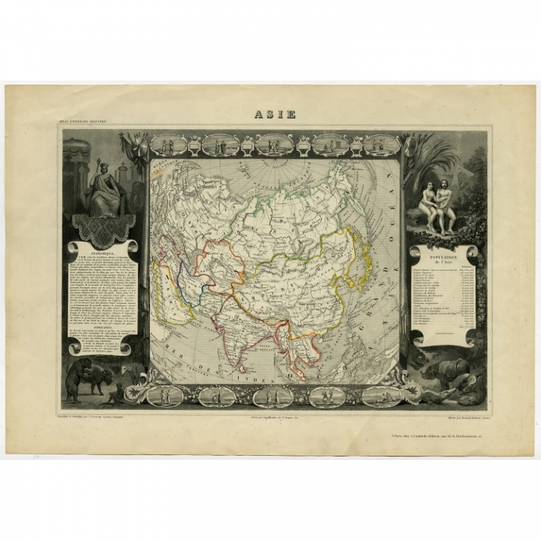 Antique Map of Asia by Levasseur (1854)