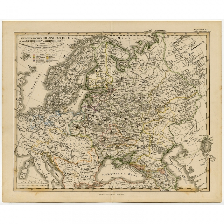 Antique Map of Northern and Eastern Europe by Stieler (1855)
