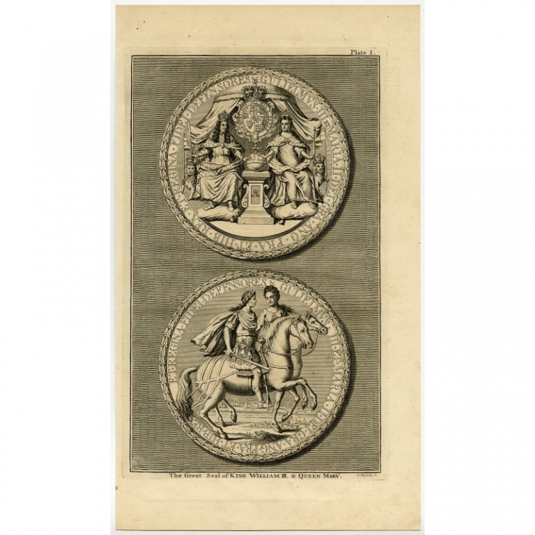Antique Print of the Great Seal of King William III by Mynde (1789)