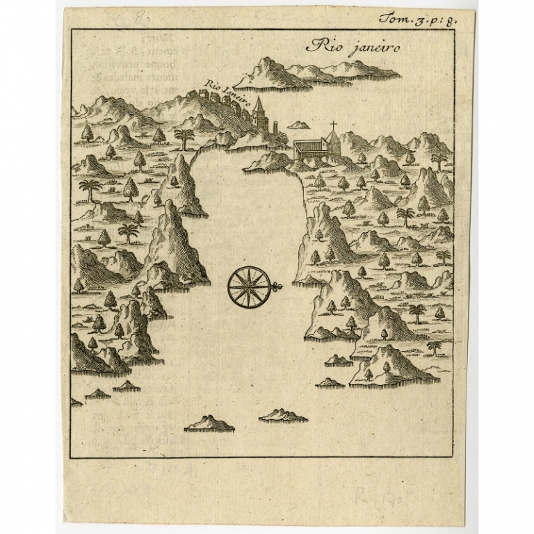Antique Print of Rio di Janeiro by Renneville (1702)