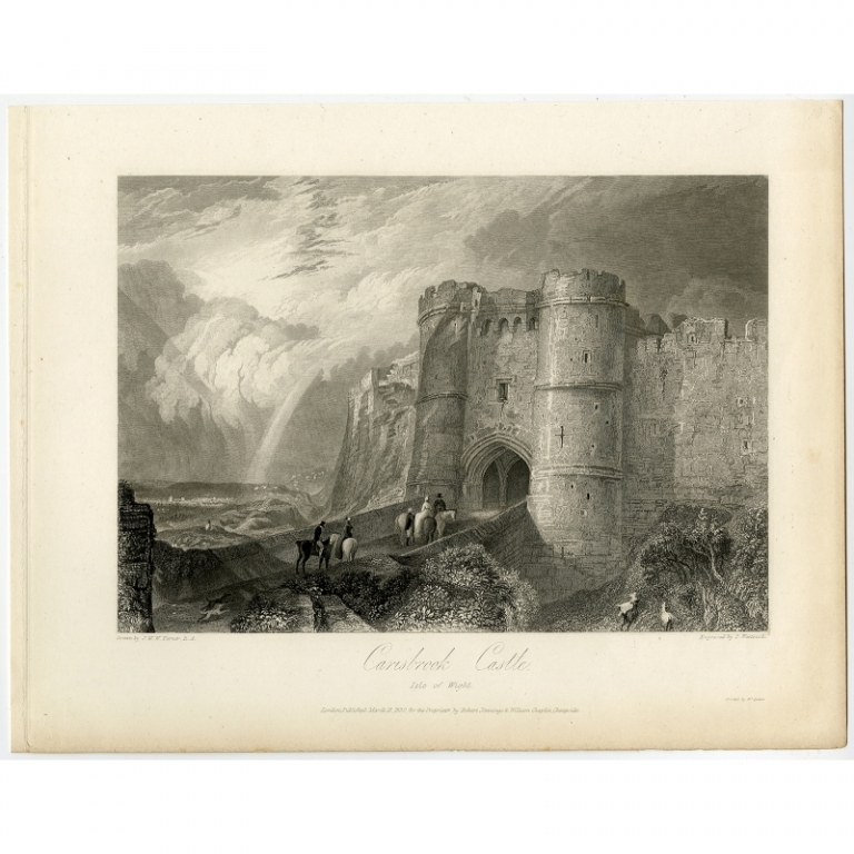 Antique Print of Carisbrooke Castle by Westwood (1830)
