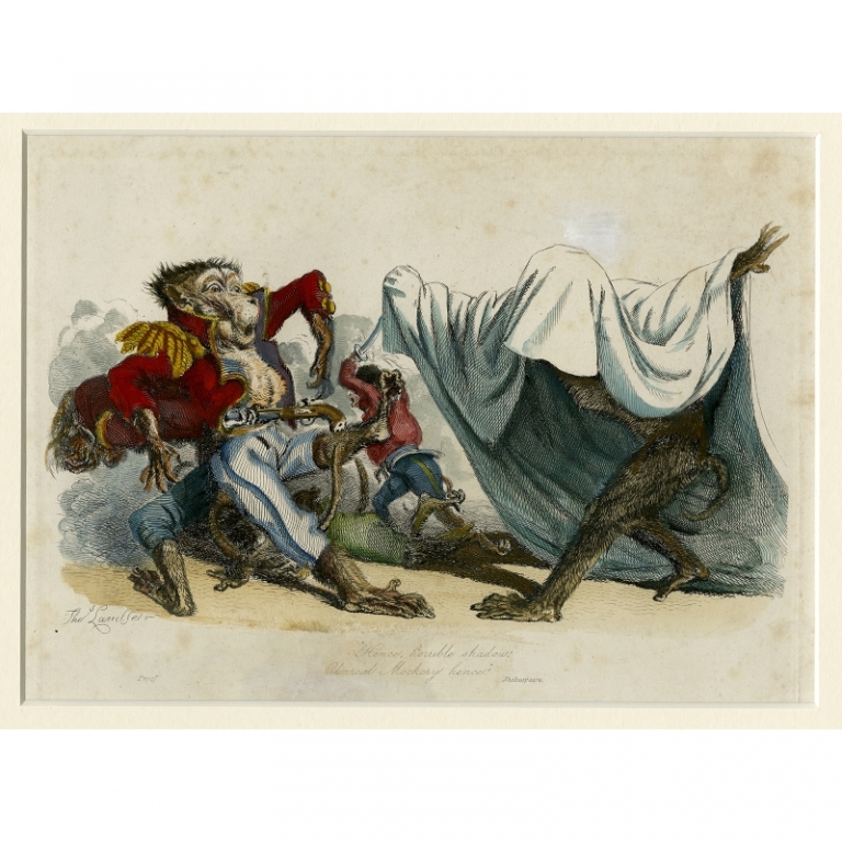 Antique Print 'The Impotence of the Uniform' by Landseer (1828)