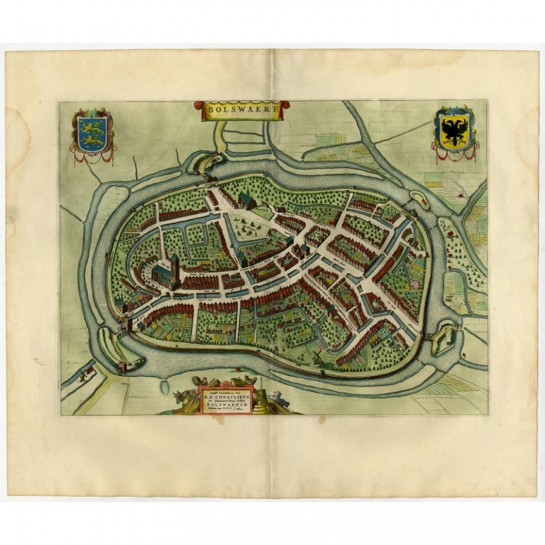Antique Map of Bolsward by Blaeu (1652)