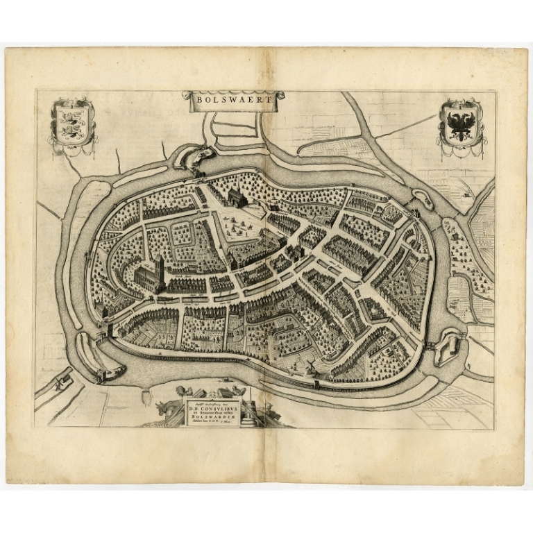 Antique Map of Bolsward by Blaeu (1652)