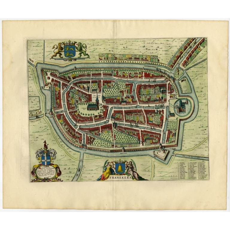 Antique Map of the City of Franeker by Blaeu (1652)