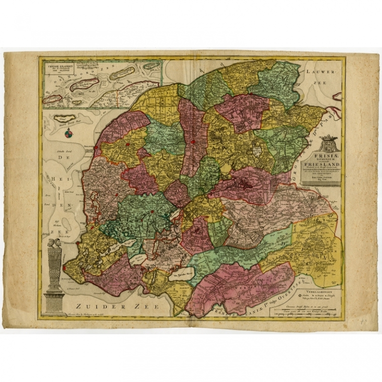 Antique Map of Friesland by Lotter (c.1760)