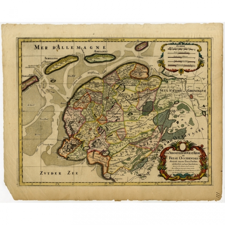 Antique Map of Friesland by Sanson (1696)