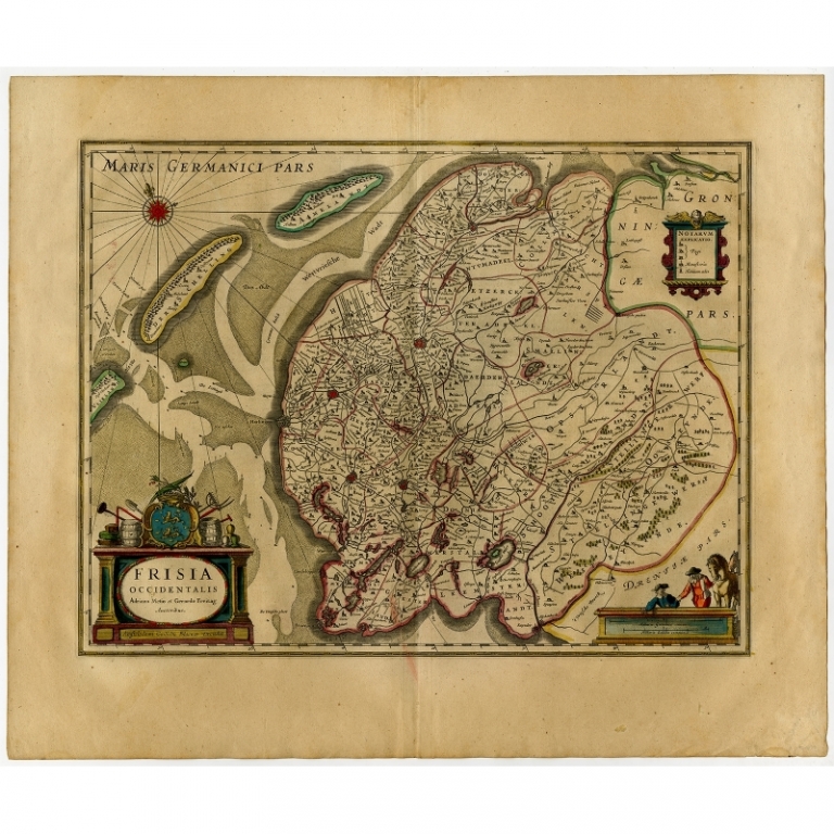 Antique Map of Friesland by Blaeu (1643)