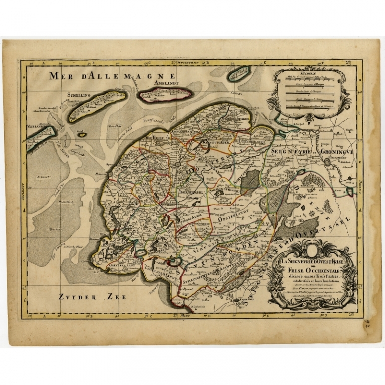 Antique Map of Friesland by Sanson (1692)