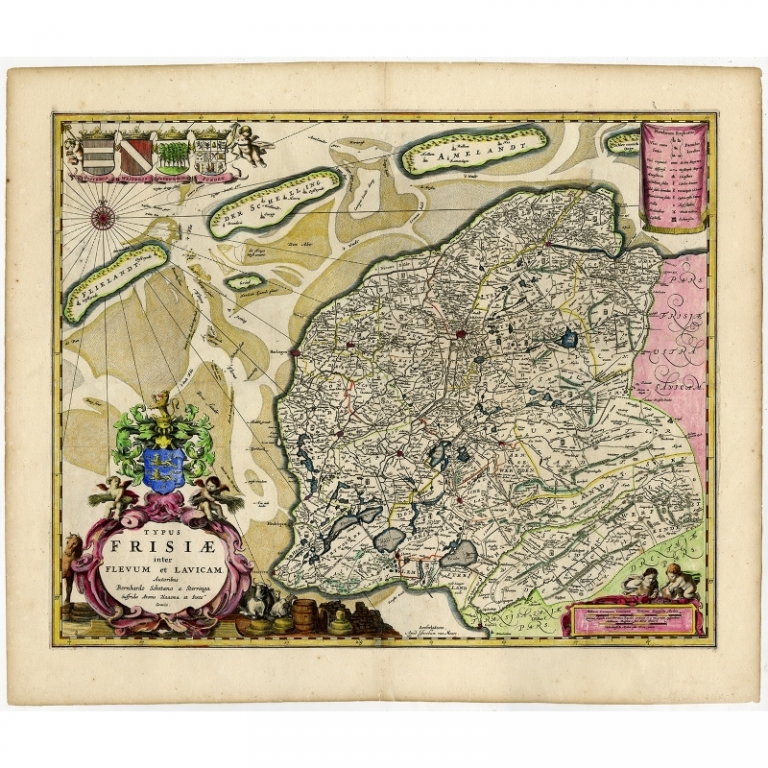 Antique Map of Friesland by Schotanus (1664)