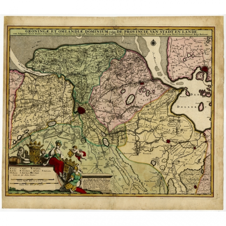 Antique Map of Groningen by Visscher (c.1680)
