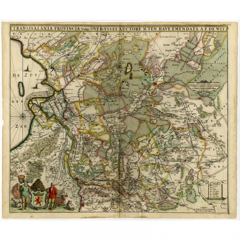 Antique Map of Overijssel by De Wit (c.1680)