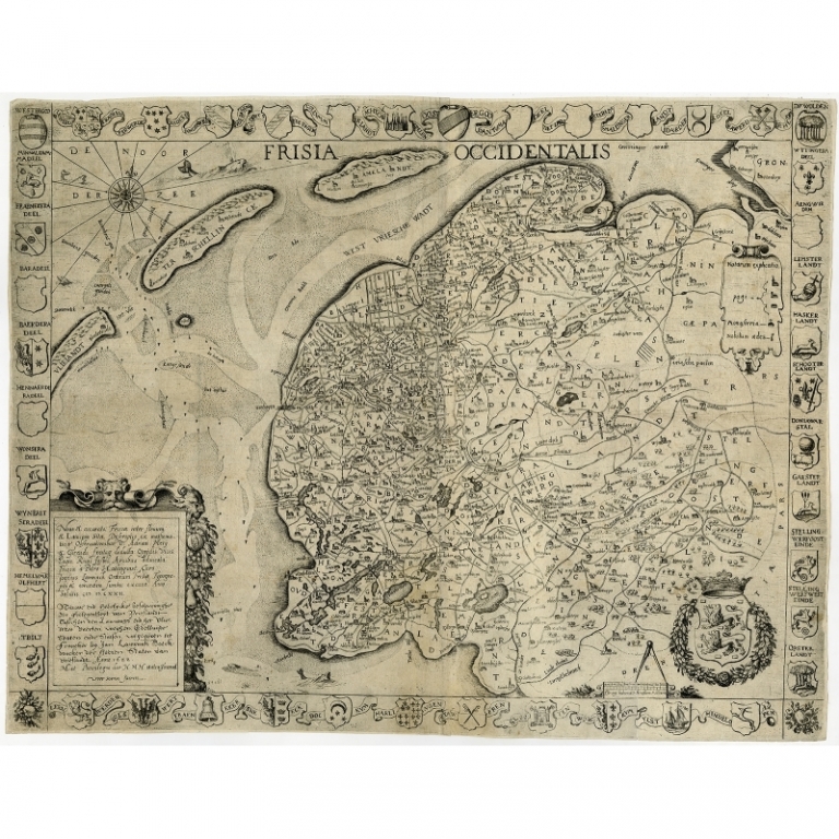 Antique Map of Friesland by Harlingensis (1622)