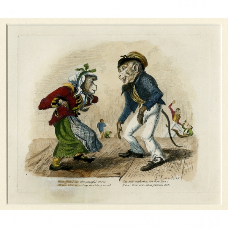 Antique Print 'When first I saw thee graceful move' by Landseer (1828)