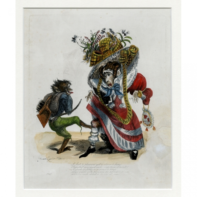 Antique Print 'A Fool to pleasure, yet a Slave to fame' by Landseer (1828)