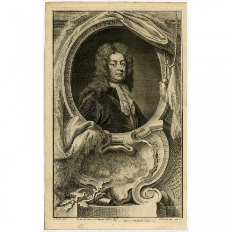 Antique Portrait of Edward Russell by Houbraken (1742)